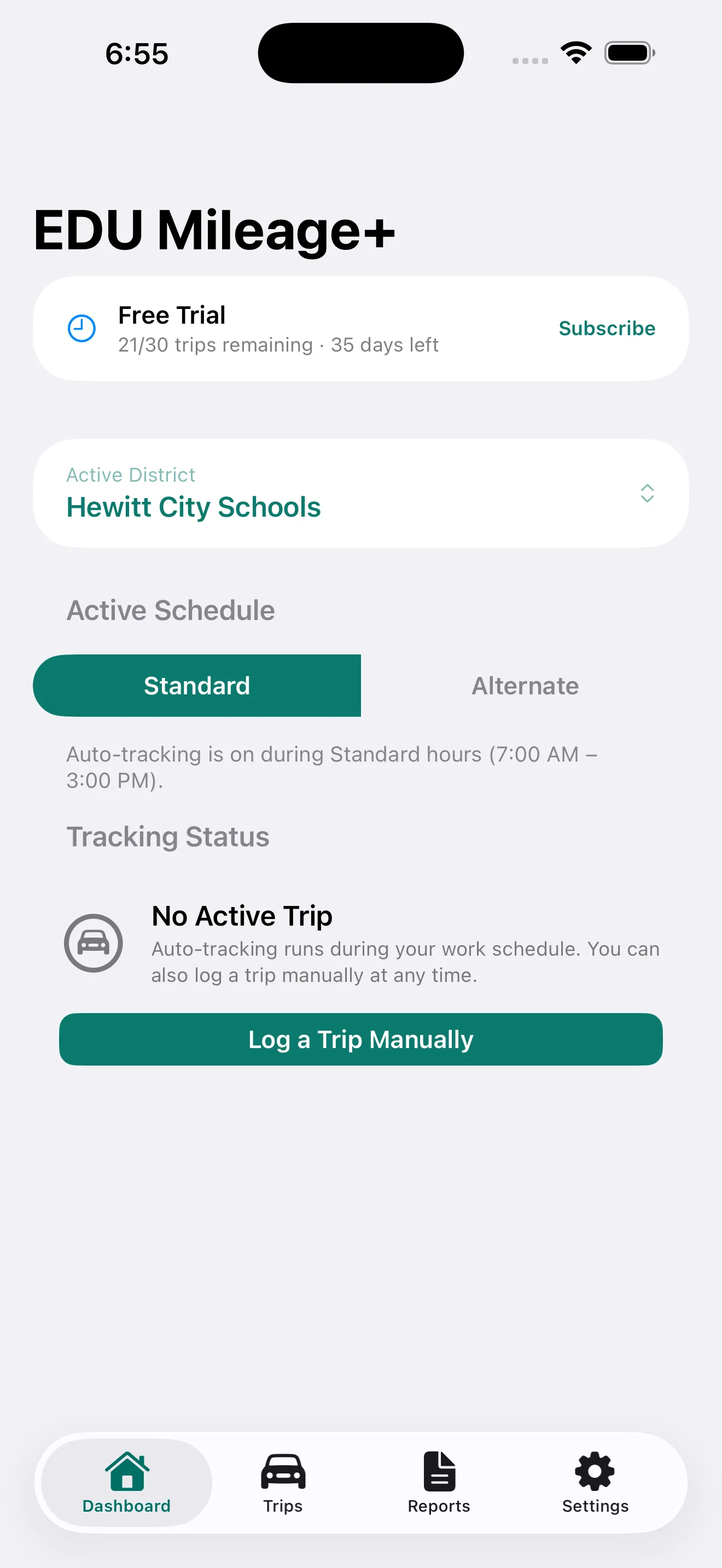 Drive between schools. The app does the rest.